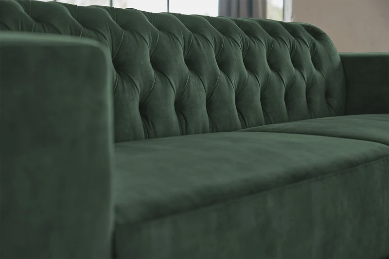 KAWOLA Sofa NILO 3-Sitzer Velvet Vintage moosgrün