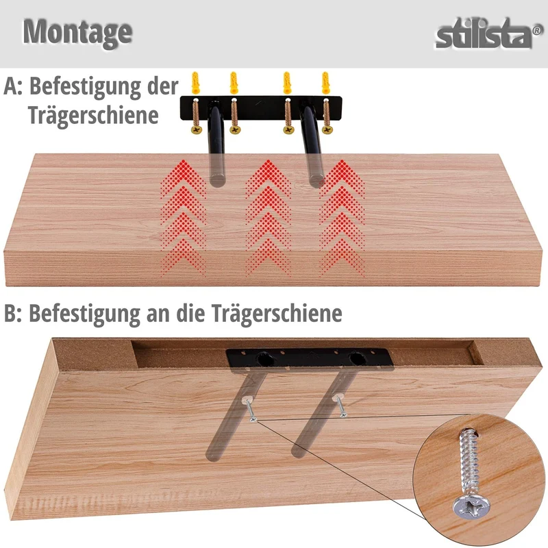 STILISTA Wandregal Volato, freischwebend, Farb- & Größenwahl, 40 cm Weiß