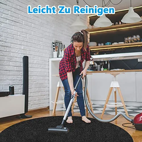 Bodenschutzmatte | Bürostuhl Unterlage | Gaming Stuhlmatten |120 x 120 cm Rund | Hartboden | Verbesserte Version - Großer Rutschfester Mehrzweck-Stuhlteppich für zu Hause (Schwarz)