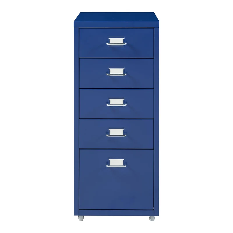 Helloshop26 Büroschrank, Rollschrank, mit 5 Schubladen, 69 x 28 x 41 cm, Blau, 03_0009099