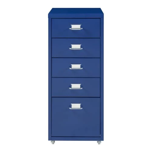 Helloshop26 Büroschrank, Rollschrank, mit 5 Schubladen, 69 x 28 x 41 cm, Blau, 03_0009099