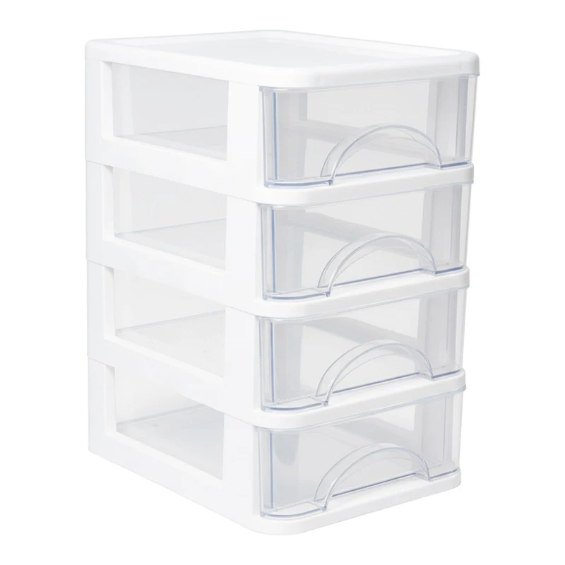 Schubladenbox 4 Schubladen Transparent PP Kunststoff 14,2x18,3x23,5 cm