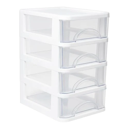 Schubladenbox 4 Schubladen Transparent PP Kunststoff 14,2x18,3x23,5 cm