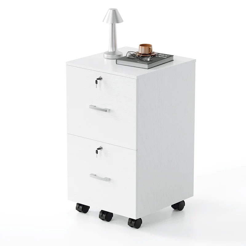 Bonnlo mobiler Aktenschrank 2 Schubladen für Büro, Homeoffice, weiß, Holz
