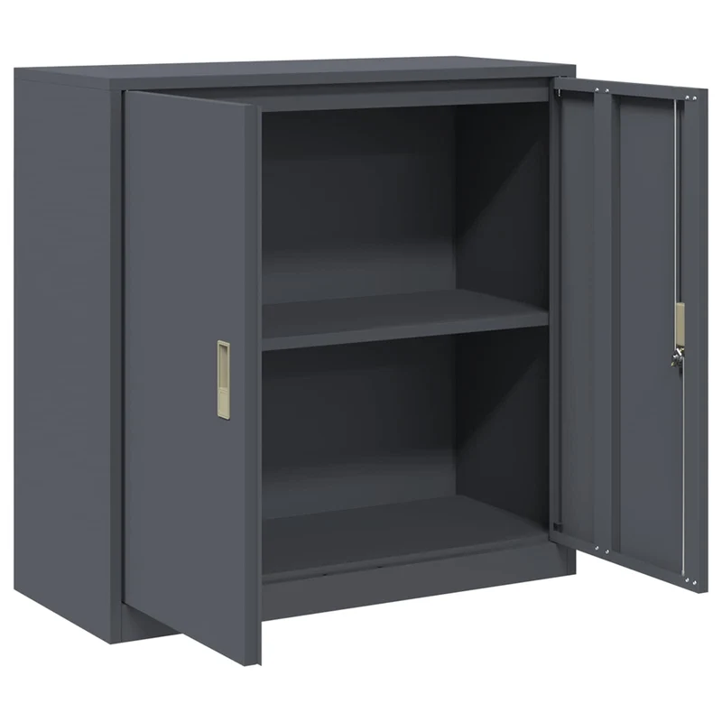 Aufbewahrungsschrank Anthrazit aus Stahl 90 x 40 x 90 cm, abschließbar, vielseitiger Büroschrank mit viel Stauraum für Ordner, Dokumente, Archivierung und Büroorganisation