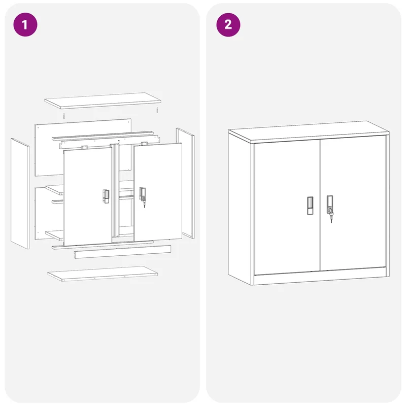 Aufbewahrungsschrank Anthrazit aus Stahl 90 x 40 x 90 cm, abschließbar, vielseitiger Büroschrank mit viel Stauraum für Ordner, Dokumente, Archivierung und Büroorganisation