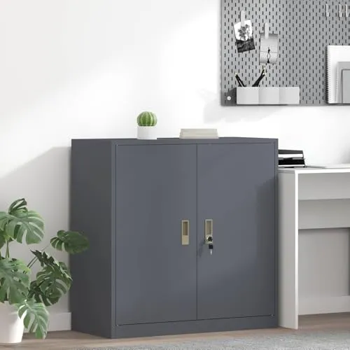 Aufbewahrungsschrank Anthrazit aus Stahl 90 x 40 x 90 cm, abschließbar, vielseitiger Büroschrank mit viel Stauraum für Ordner, Dokumente, Archivierung und Büroorganisation