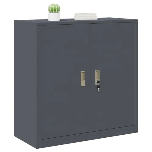 Aufbewahrungsschrank Anthrazit aus Stahl 90 x 40 x 90 cm, abschließbar, vielseitiger Büroschrank mit viel Stauraum für Ordner, Dokumente, Archivierung und Büroorganisation