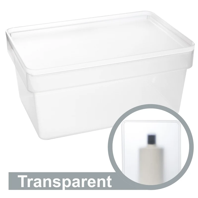 Ordnungsbox mit Deckel - stapelbar - milchig-transparent - DINA5 Format - 12 cm hoch 17x25x12 cm - 3,6 Liter - Ordnungskorb