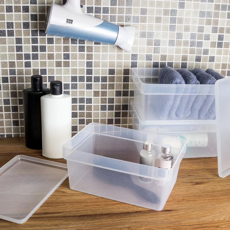 Ordnungsbox mit Deckel - stapelbar - milchig-transparent - DINA5 Format - 12 cm hoch 17x25x12 cm - 3,6 Liter - Ordnungskorb