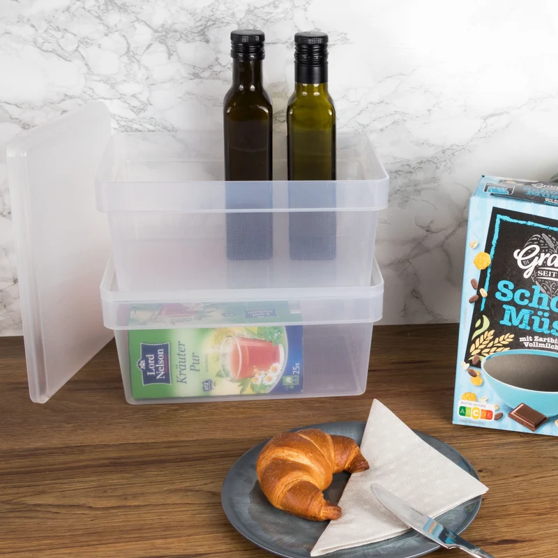 Ordnungsbox mit Deckel - stapelbar - milchig-transparent - DINA5 Format - 12 cm hoch 17x25x12 cm - 3,6 Liter - Ordnungskorb