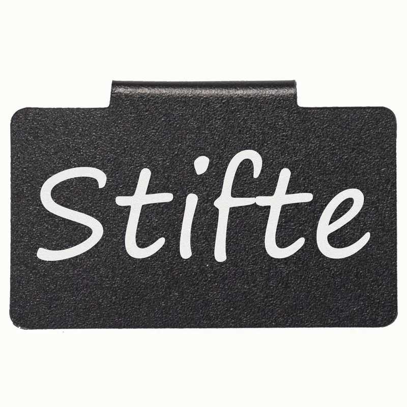 Etikettenhalter aus PVC in Schwarz 4x7cm - Beschriftungsclip für Aufbewahrungsboxen für Regal Schubladen Schranktüren bis 1,5cm zum Einhängen Aufstecken Korbetiketten