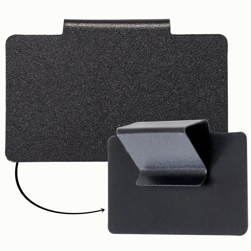 Etikettenhalter aus PVC in Schwarz 4x7cm - Beschriftungsclip für Aufbewahrungsboxen für Regal Schubladen Schranktüren bis 1,5cm zum Einhängen Aufstecken Korbetiketten