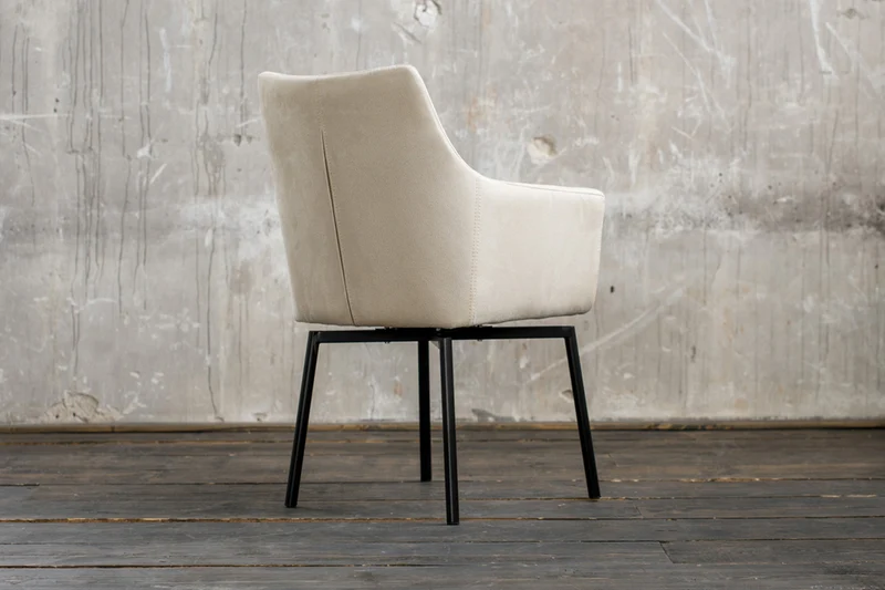 B-Ware Stuhl Cali Sessel Stoff Esszimmerstuhl creme Füße matt-schwarz