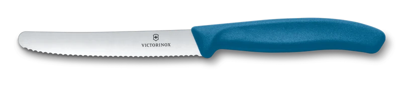 Victorinox - Tomaten- u. Tafelmesser, blau, Wellenschliff rund