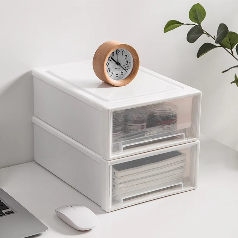 2 Stück Schubladeneinheit Kunststoff Schubladenbox Stapelbar Schreibtisch Schubladenbox aus Kunststoff Geeignet für Wohnzimmer, Schlafzimmer, Büro