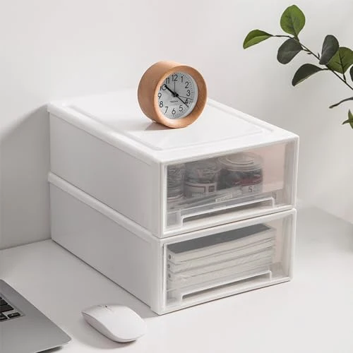2 Stück Schubladeneinheit Kunststoff Schubladenbox Stapelbar Schreibtisch Schubladenbox aus Kunststoff Geeignet für Wohnzimmer, Schlafzimmer, Büro