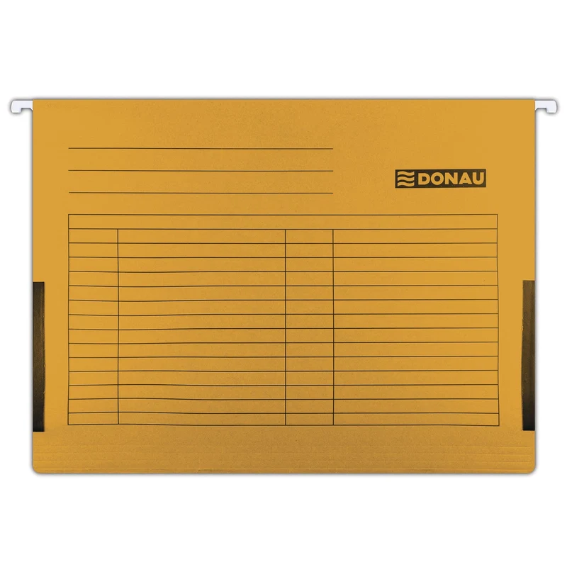 DONAU 7420905-12 Hängetasche mit Leinenfröschen| Aus Recycling-Karton 230 GSM für DIN A4 Farbe: Orange | 5er Packung| auswechselbarem Blanko-Schildchen|