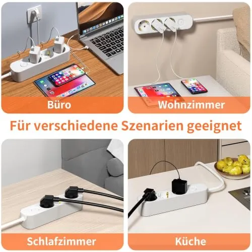 Realmade Steckdosenleiste 3-Fach, Mehrfachsteckdose mit Schalter 3M