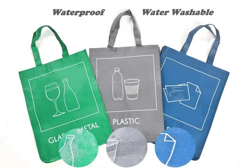 YOUNG DA Mülltrennungsset 3-teilig | wiederverwendbare Müllbeutel für Recycling | Abfalltrenner für Haushalt, Küche, Garten | wasserdicht & stabil | inkl. Tragegriffen