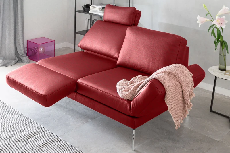 KAWOLA Sofa HURRICANE 2-Sitzer Leder rot