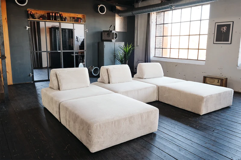 KAWOLA Modulsofa WIOLO SOFT 5 Module 5 Rückenkissen Cord cremeweiß