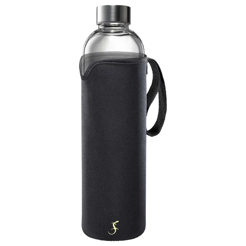 LURCH Glasflasche mit Iso-Hülle, 1L, schwarz