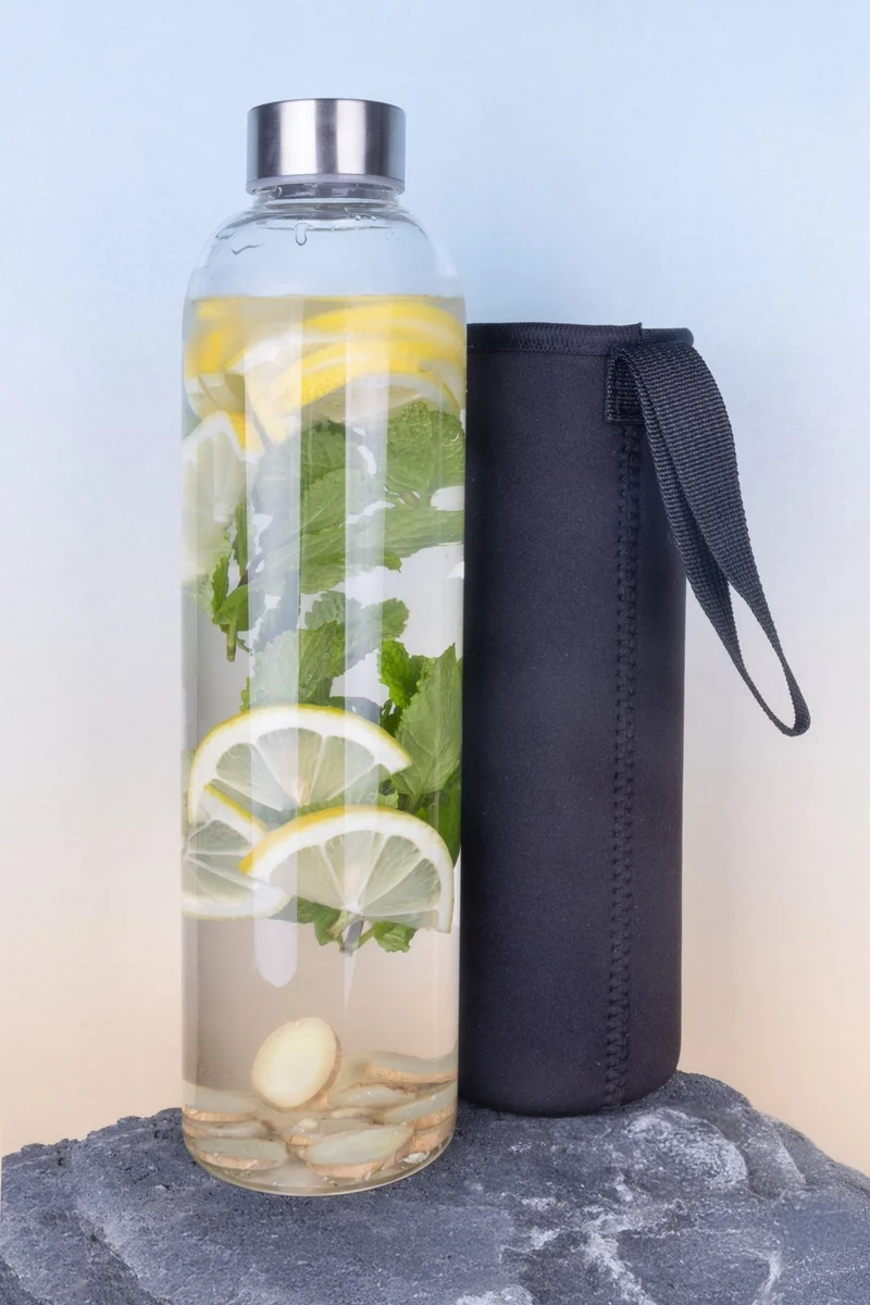 LURCH Glasflasche mit Iso-Hülle, 1L, schwarz