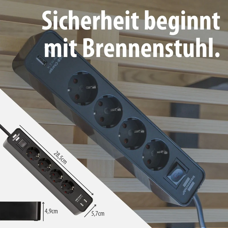 Brennenstuhl Ecolor Steckdosenleiste 4-Fach mit USB-Ladebuchse
