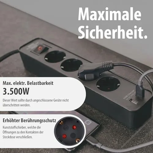 Brennenstuhl Ecolor Steckdosenleiste 4-Fach mit USB-Ladebuchse