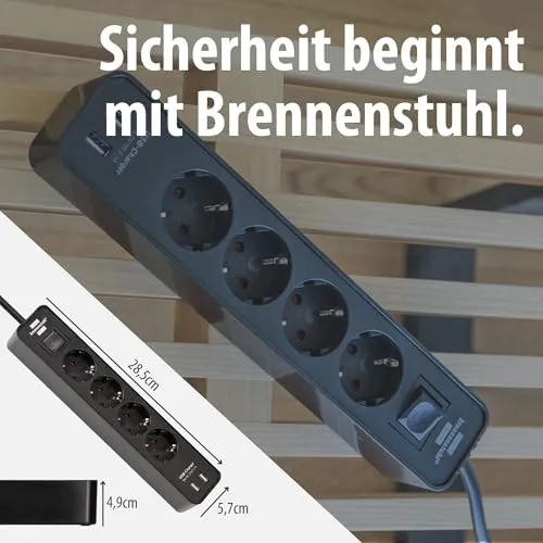 Brennenstuhl Ecolor Steckdosenleiste 4-Fach mit USB-Ladebuchse
