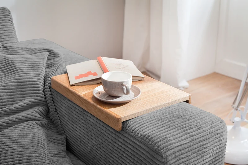 KAWOLA Sofa MADELINE 2-Sitzer Cord grau