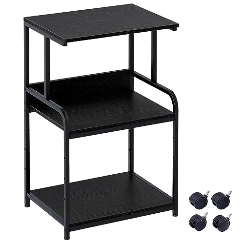 3-Ebene Druckertisch mit Rollen,3d Drucker Tisch,Drucker Regal, Schwarz