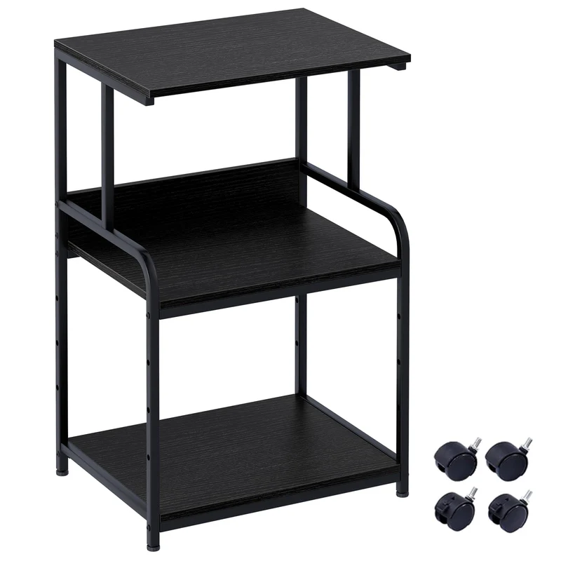 3-Ebene Druckertisch mit Rollen,3d Drucker Tisch,Drucker Regal, Schwarz