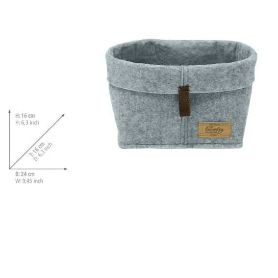 WENKO Filz-Korb Feli M, Box für mehr Ordnung und System in Schubladen und Regalen, in skandinavischem Design, für Küche, Diele oder Bad, gefertigt aus 100% Polyester, 24 x 16 x 16 cm, Grau