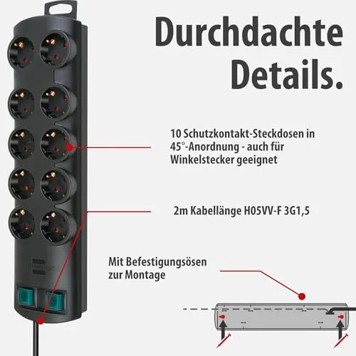 Brennenstuhl Primera-Line Steckdosenleiste 10-Fach