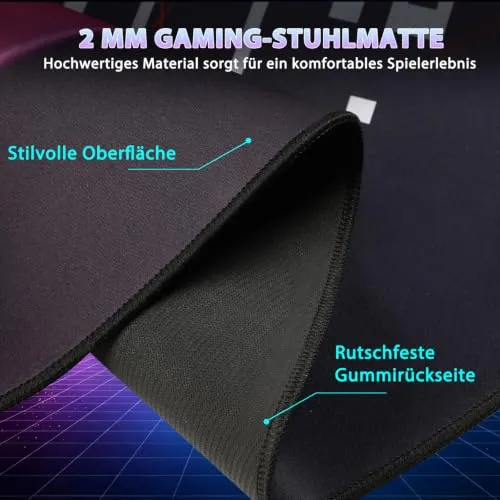 Capslpad Gaming Bodenschutzmatte 120x120cm rutschfest Teppich Bürostuhl Unterlage Schreibtischstuhl für Hartholzboden stuhlmatten Stuhlunterlage für Spielzimmer Home Office Laminat Fliesen