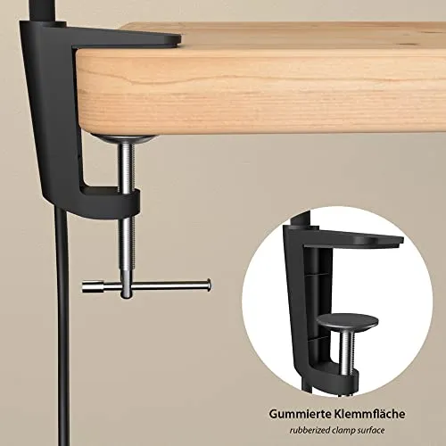 ledscom.de GU10 Klemmleuchte KLUK mit Schwanenhals, schwarz inkl. GU10, warm-weiß, 6,826W 630lm