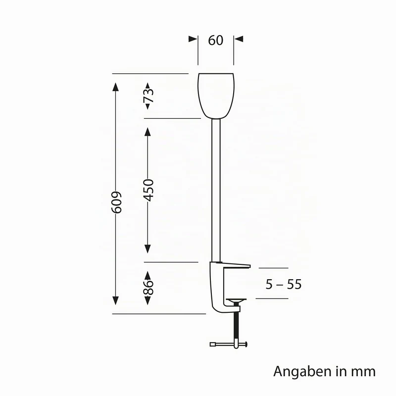 ledscom.de GU10 Klemmleuchte KLUK mit Schwanenhals, schwarz inkl. GU10, warm-weiß, 6,826W 630lm