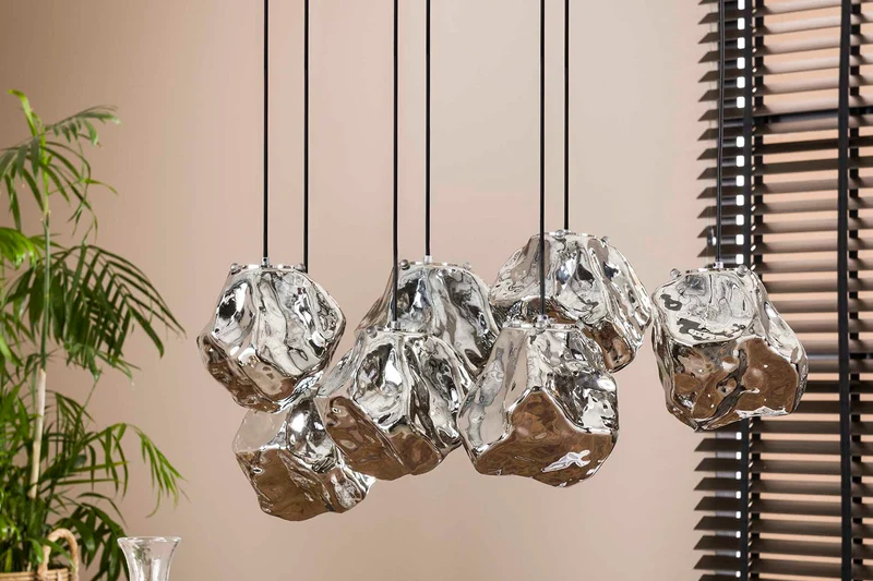 KAWOLA Hängeleuchte EDESSA Hängelampe 7-flammig Glas silber