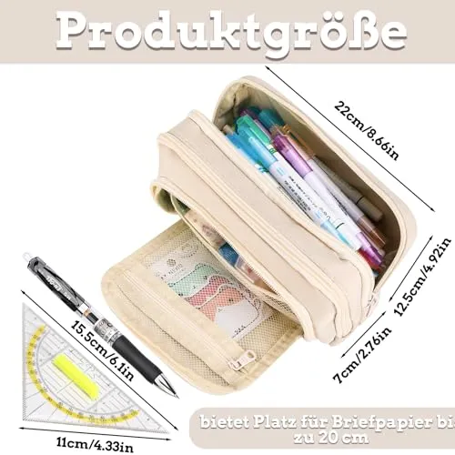 Großkapazität Federmäppchen Aus Oxford Gewebe Beige