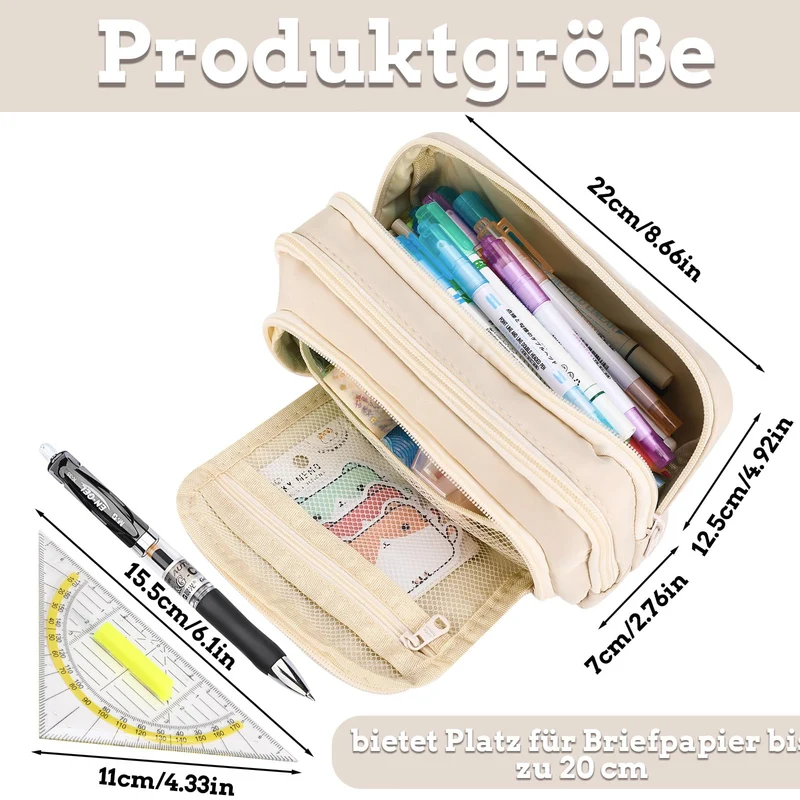 Großkapazität Federmäppchen Aus Oxford Gewebe Beige