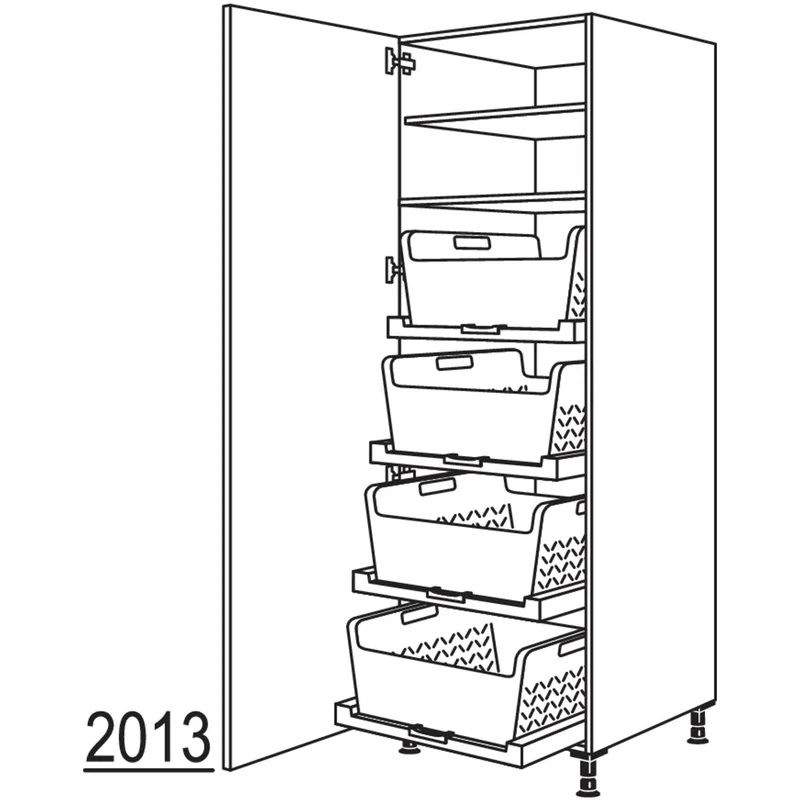 nobilia Hochschrank mit Wäschekorb-Tablar Laundry-Area HWTABF60-1 60 cm