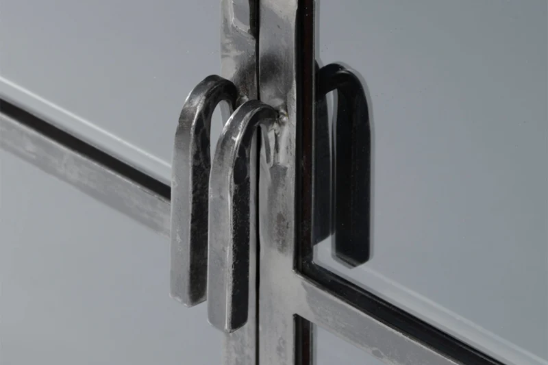 KAWOLA Sideboard BREST Vitrine Metall schwarz 4 Türen