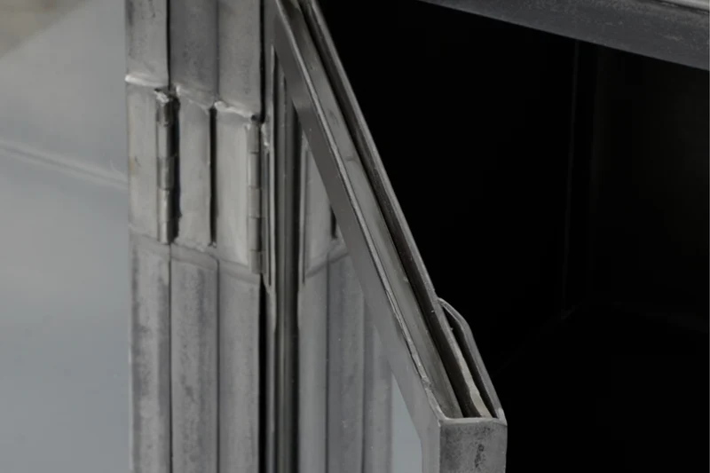 KAWOLA Sideboard BREST Vitrine Metall schwarz 4 Türen