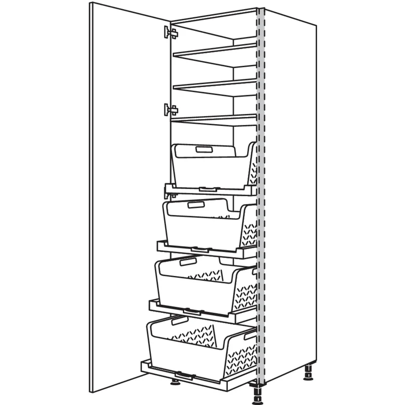 nobilia XL-Hochschrank mit Wäschekorb-Tablar Laundry-Area NHSWTABF60-3X 60 cm