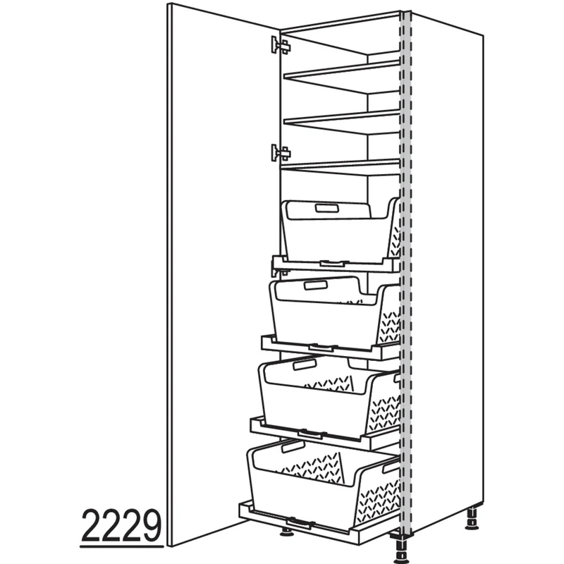 nobilia XL-Hochschrank mit Wäschekorb-Tablar Laundry-Area NHSWTABF60-3X 60 cm