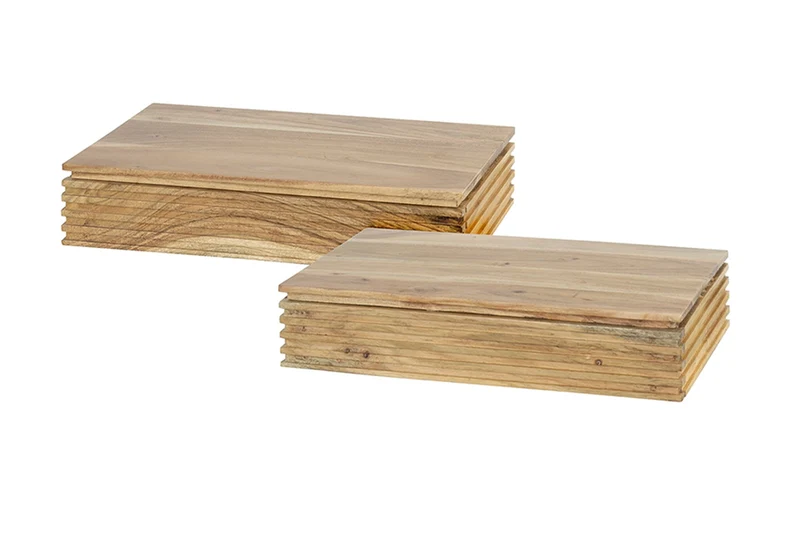KAWOLA Nachttisch FIRU XL 2-tlg. hängend Akazie massiv natur 1 Schublade