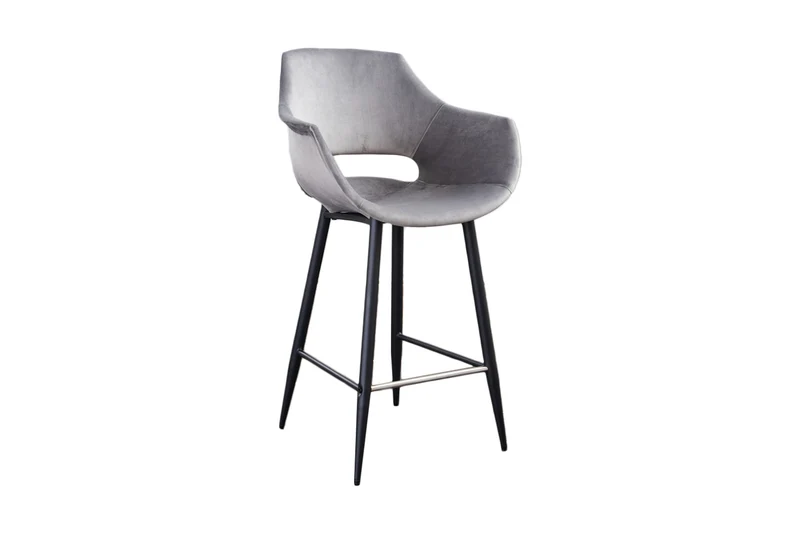 KAWOLA Barhocker ZAJA Barstuhl Sitzhöhe 76 cm Velvet grau