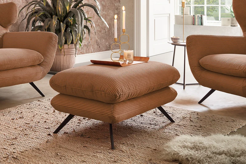 KAWOLA Hocker CHARME Hockerbank Cord rost